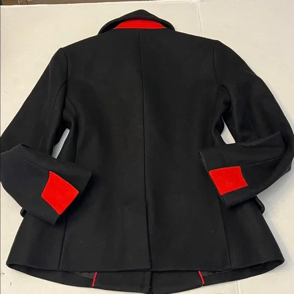 NILI LOTAN RED CUFF VIRGIN WOOL SHORT PEACOAT BLACK SIZE 6 - Picture 16 of 16